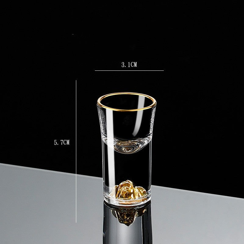 Small Crystal Glass One-shot Cup Divider Gold Foil Liquor Cup