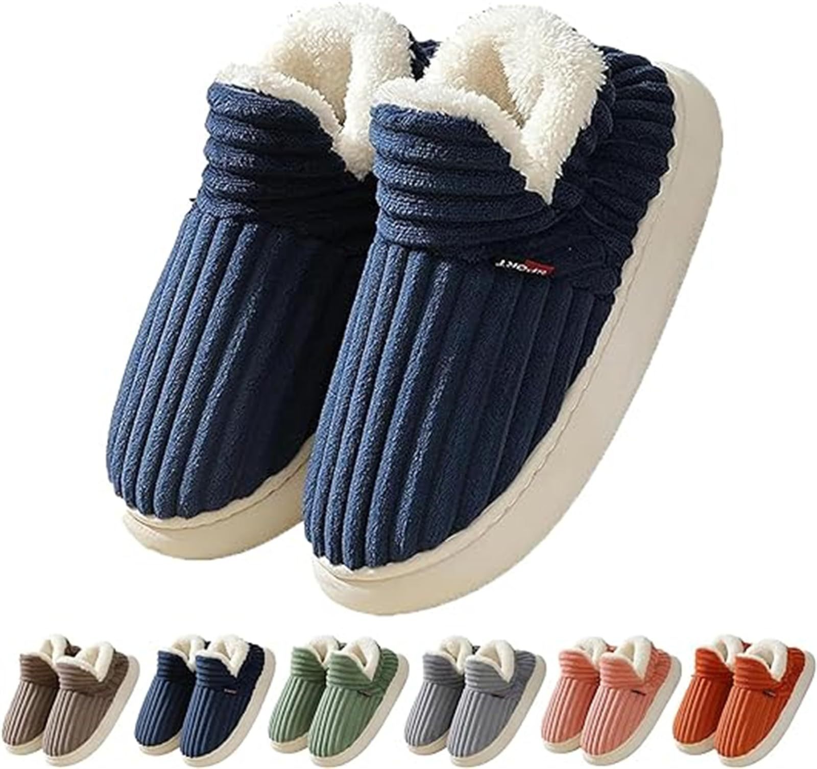 Men Winter New Women Cotton Slippers Outdoor Fashion Couple Slippers Warm Indoor Bedroom Cotton Plush Shoes Fleece Fluffy BargainsRule