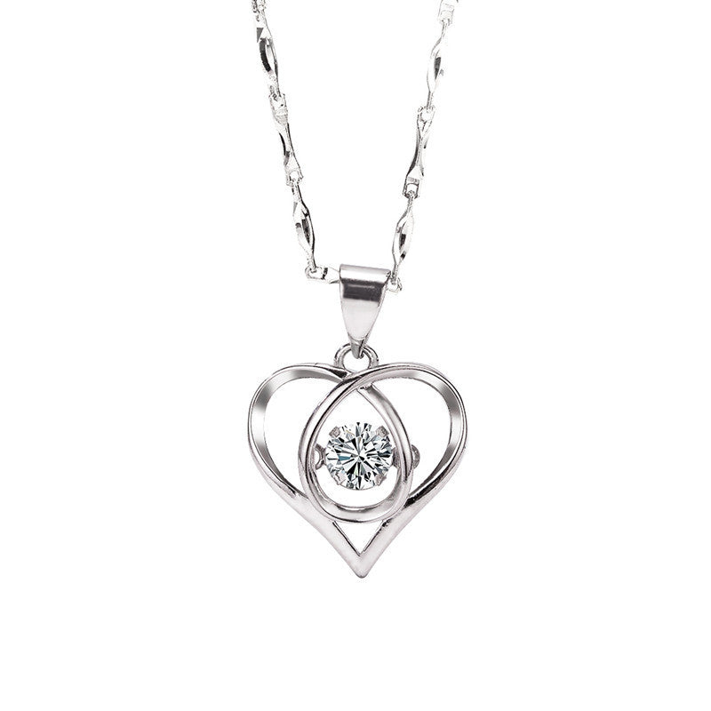 Women's Diamond-embedded Heart-shaped Smart Pendant Necklace Clavicle Chain BargainsRule