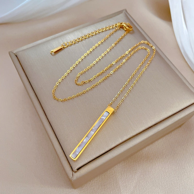 Long Elegant Personality Minimalist Style Stove Real Gold Necklace Female Ins Clavicle Chain