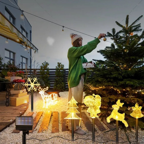 5Pcs Mixed Christmas Decoration Light Solar Stake Light Waterproof Reindeer Snowflake Bell Christmas Tree Santa Claus Light Outdoor Landscape Light By  Eggracks By Global Phoenix BargainsRule