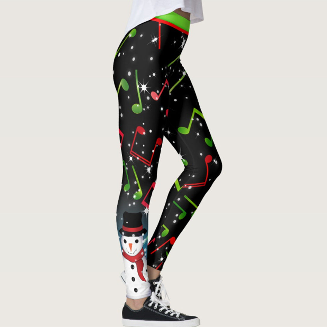 Music Print Sports Cropped Pants