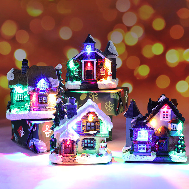 Christmas Decorations Resin Small House Micro Landscape Ornaments