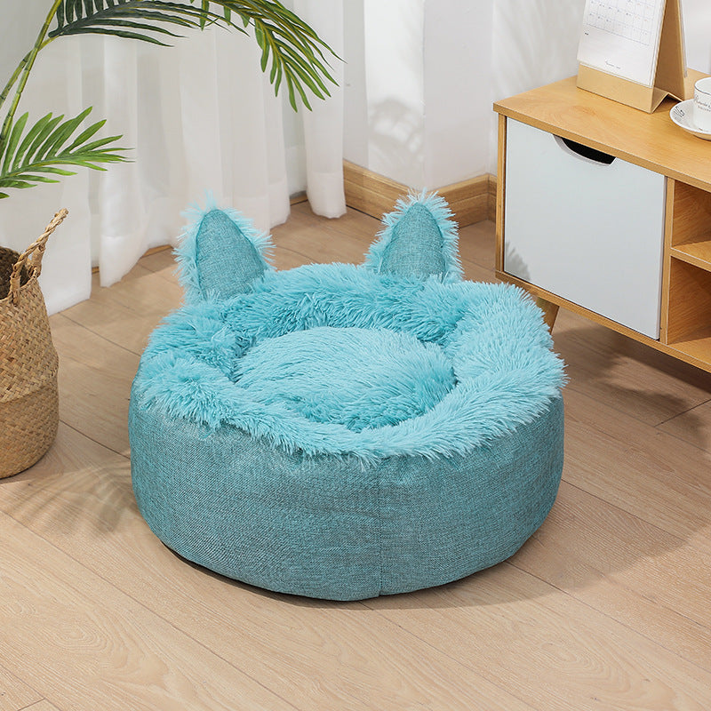 Supply Best Selling Faux Far Comfortable Plush Indoor Cat Bed House Cat Bed Plush Dog Cat Fluffy Bed