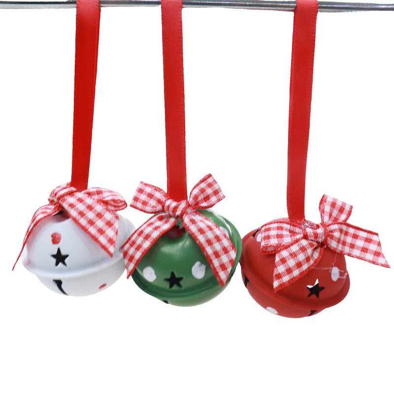 4cm Five-star Bow Christmas Holiday Decoration Garland Accessories Metal Bell