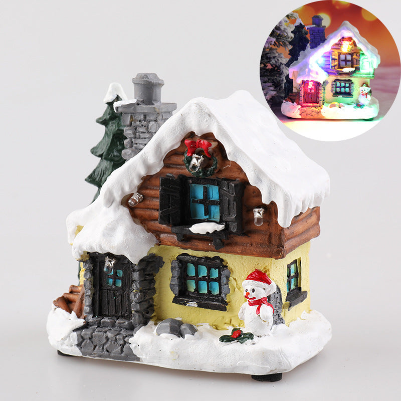 Christmas Decorations Resin Small House Micro Landscape Ornaments