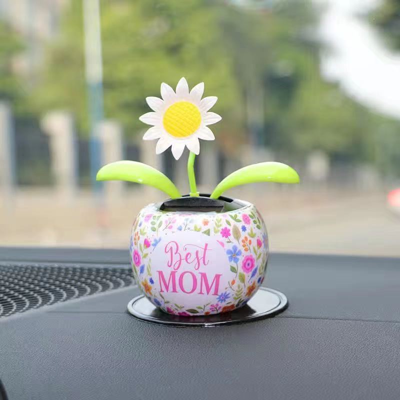 Solar Auto Swing Sun Flower Car Ornament