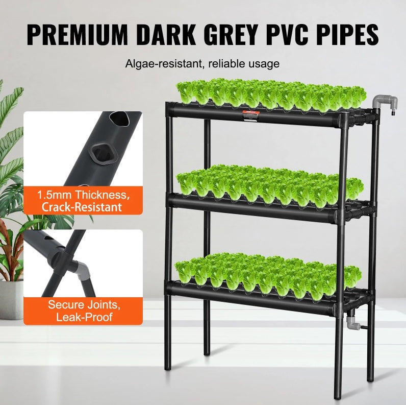 Hydroponics Growing System 108 Sites 3-Layer Hydroponic Grow Kit PVC Pipes BargainsRule