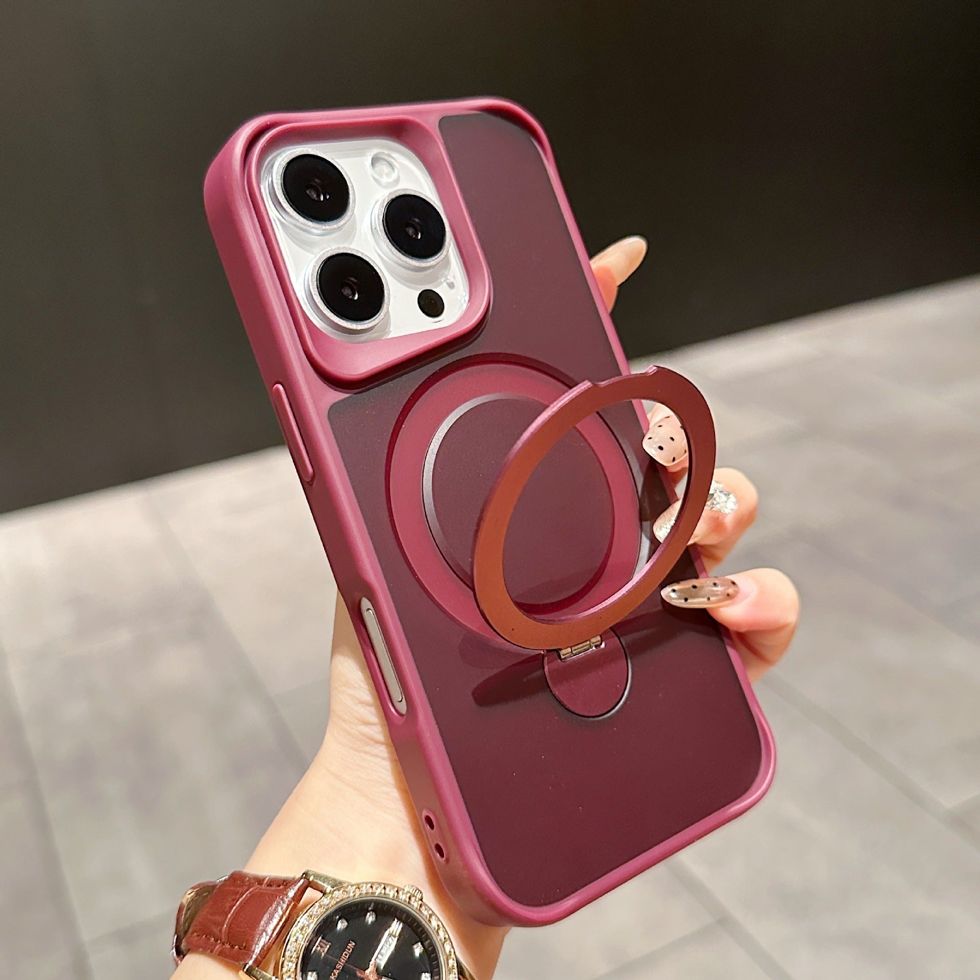 Suitable For IPhone16Pro Skin Feeling 360 Degrees Rotating Bracket Magnetic Suction Phone Case BargainsRule