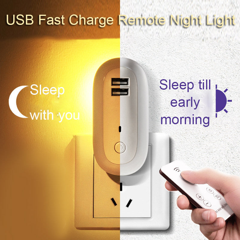 USB Remote Control Wall Lamp Timing Dimming Night Light Simple Bedroom Living Room Corridor LED Wall Lamp Socket