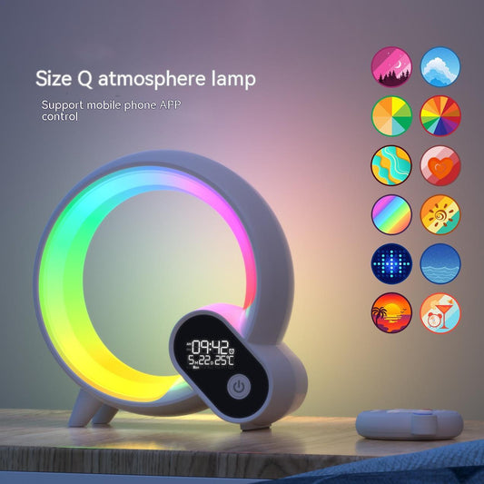 Creative Q Light Analog Sunrise Digital Display Alarm Clock Bluetooth Audio Intelligent Wake-up Q Colorful Atmosphere Light BargainsRule