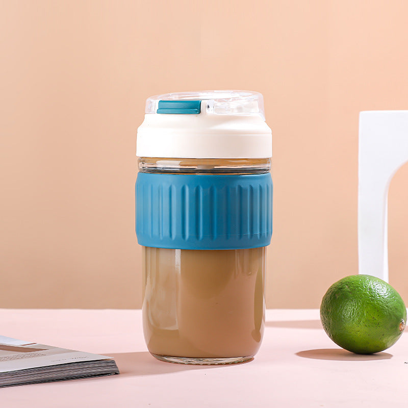 Glass Lid Straw Coffee Cup